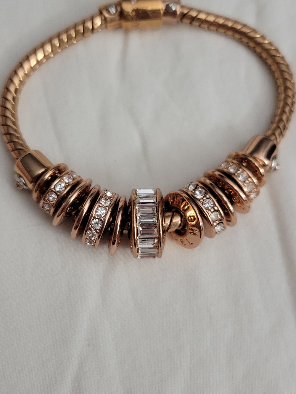 Rose Gold Crystal Charm Bracelet - Women Jewelry